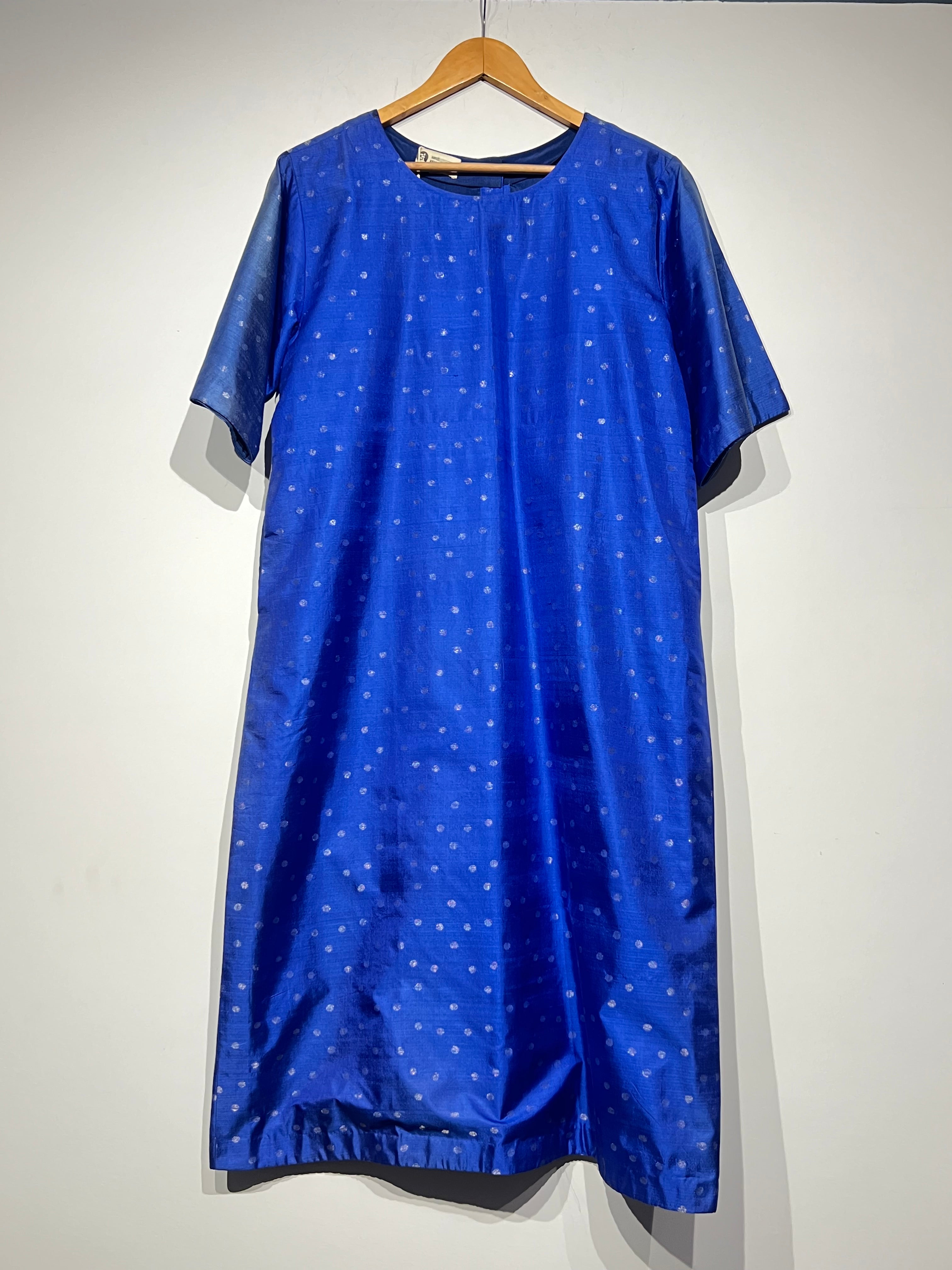 Handwoven silk zari Blue Dress