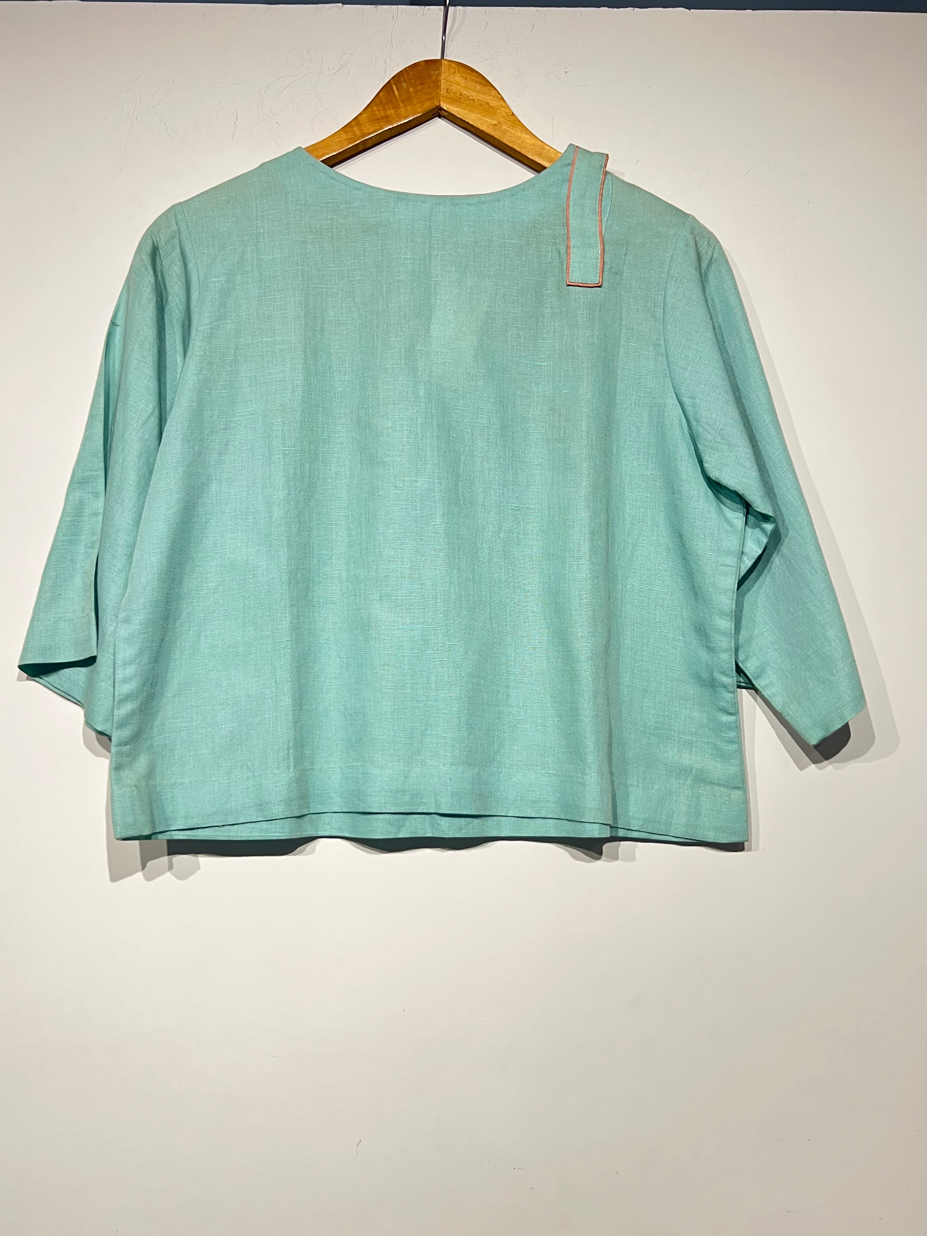 Handwoven Linen Crop Top Green