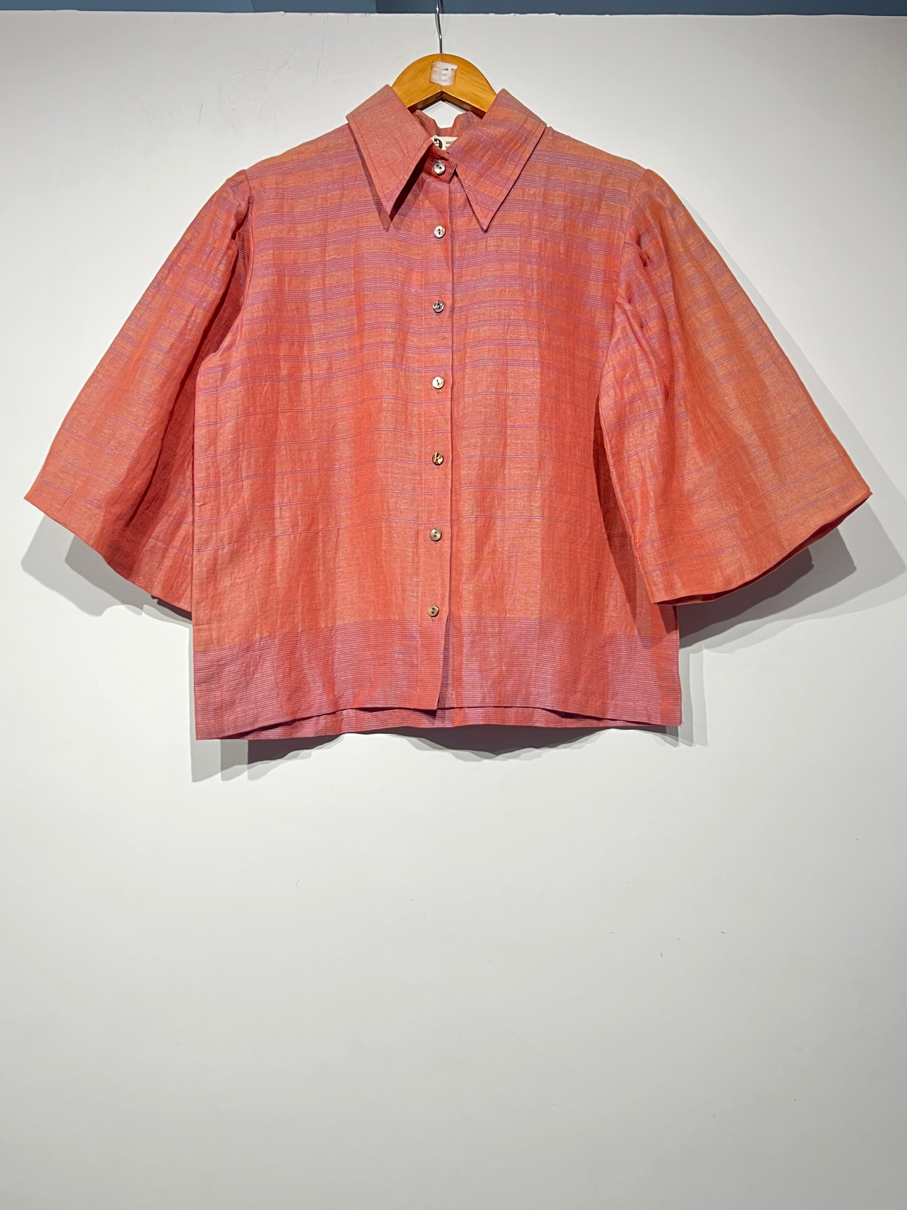Handwoven cotton Silk red Top