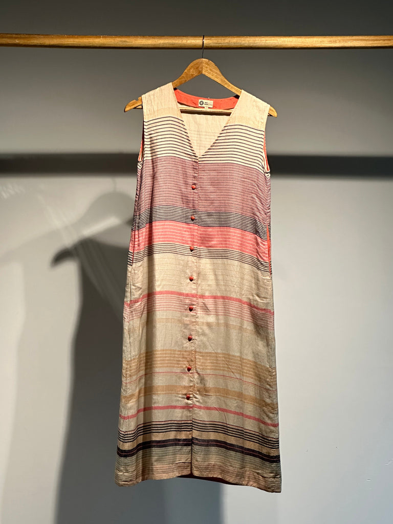 Handwoven Engineered Striped Cotton Dress