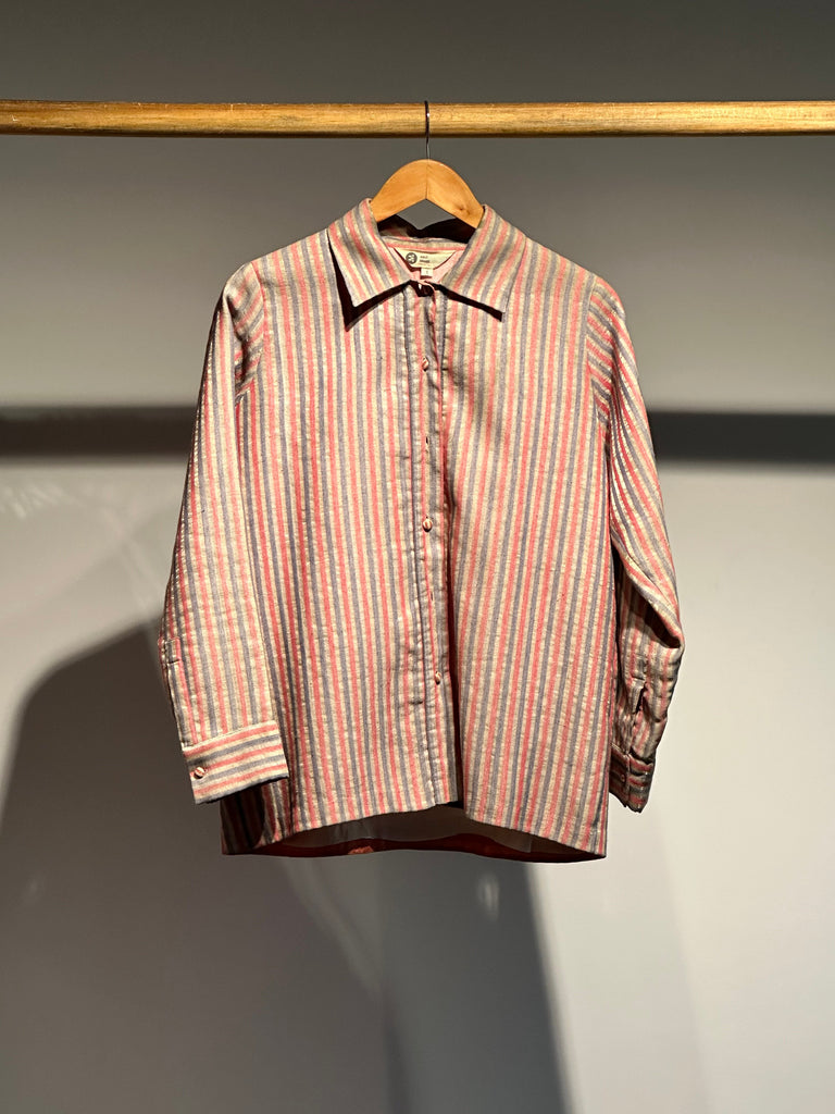 Handwoven Candy Striped Linen Silk Zari Shirt