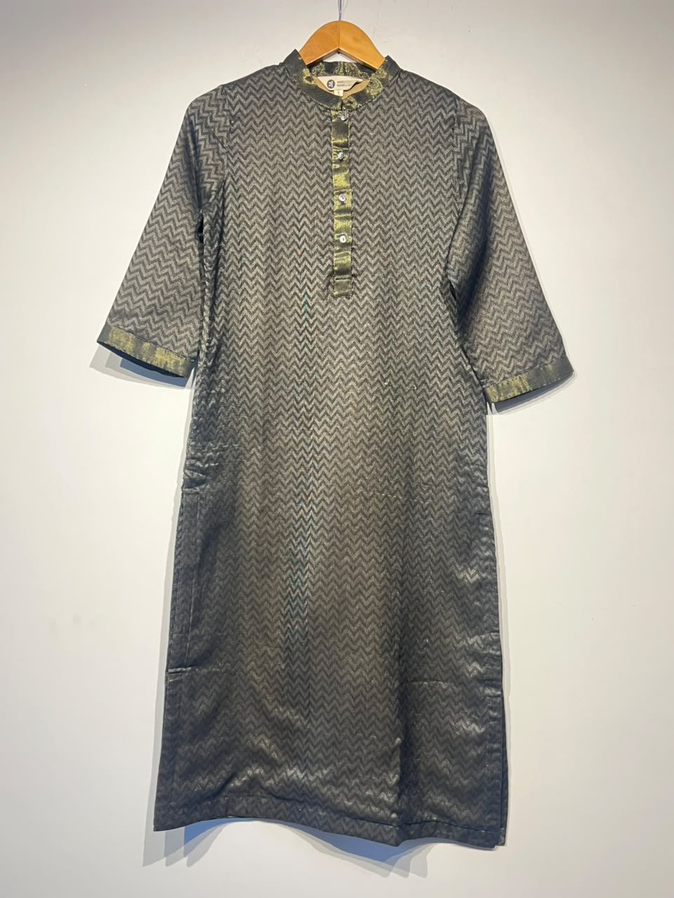 Handwoven Silk Kurta with Silk Zari Placket