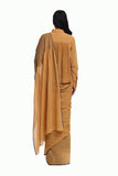 Handwoven Ochre Cotton Kinji Palla Striped Saree
