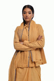 Handwoven Ochre Cotton Kinji Palla Striped Saree