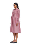Handspun & Handwoven Pink  checkred smocked panelled dress