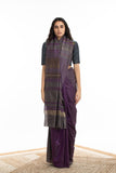 Handwoven Purple Grey Chevron Engineered Saree