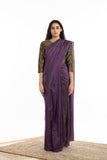 Handwoven Purple Zari Striped Silk Saree