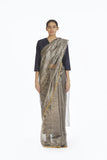 Handwoven Liquid Molten Silver Metallic Saree