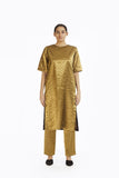 Handwoven Gold on Gold Metallic Longline Trouser