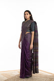 Handwoven Purple Grey Chevron Engineered Saree