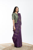 Handwoven Purple Engineered Silk Saree