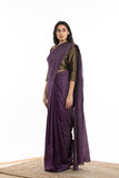 Handwoven Purple Zari Striped Silk Saree
