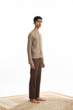 Handwoven Round Neck Beige Zen Shirt