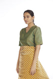 Handwoven Engineered Green Brocade Blouse