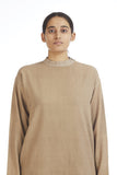 Handwoven Beige Cotton Pullover Top