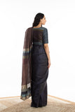 Handwoven Blue Chatai Engineered Silk Saree