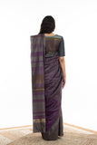 Handwoven Purple Grey Chevron Engineered Saree