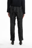 Handwoven Black Grey Merino Wool Straight Trouser