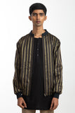 Handwoven Black Brown Bomber Jacket