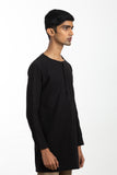 Handwoven Black Zen Shirt Kurta