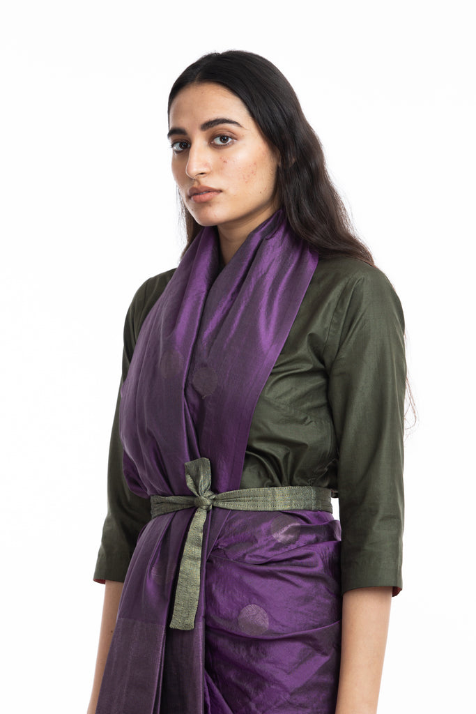 Handwoven Purple Circle Silk Saree