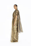Handwoven Silver On Gold Longline Saree
