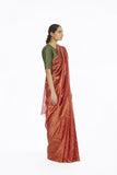 Handwoven Red Chevron Saree