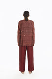 Handwoven Red Silk Straight Pants