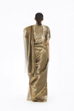 Handwoven Silver on Gold Textured Metallic Saree