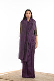 Handwoven Purple Zari Striped Silk Saree