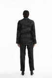 Handwoven Black Grey Merino Wool Collared jacket