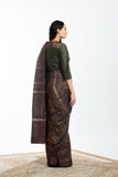 Handwoven Brown Engineered Silk Saree