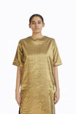 Handwoven Liquid Molten Gold Textured MetallicTunic