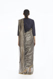 Handwoven Liquid Molten Silver Metallic Saree