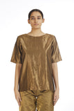 Handwoven Liquid Molten Gold Metallic Top