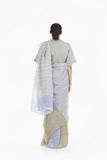 Handwoven Engineered Olive Blue Striped Saree