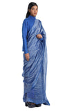 Handwoven Blue Gold Striped Silk Zari Saree