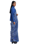 Handwoven Blue Gold Striped Silk Zari Saree