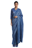 Handwoven Shameem Blue Silver Saree