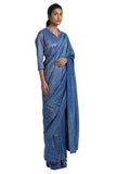 Handwoven Shameem Blue Silver Saree