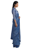 Handwoven Shameem Blue Silver Saree