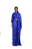 Handwoven Silk Striped Engineered Snow Cube Saree