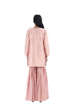 Handwoven Pink Silk Sharara Set With Emboidered Dupatta