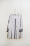 Handwoven White Blue Checkered Box Pleat Long Top