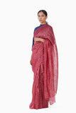 Handwoven Pink Gold Striped Metallic Saree