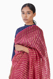 Handwoven Pink Gold Striped Metallic Saree