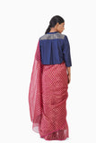 Handwoven Pink Gold Striped Metallic Saree