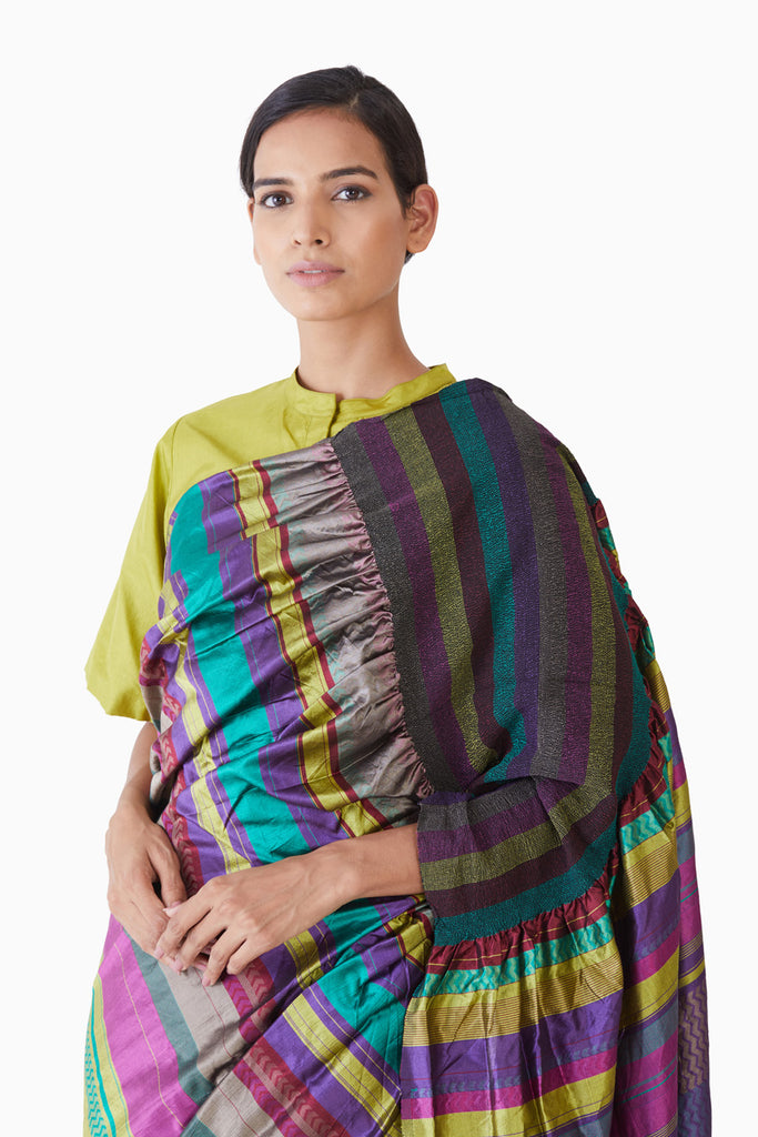 Handwoven Multi Colored Kinji Palla Saree
