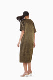 Handwoven Black Gold Striped Metallic Dress