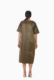 Handwoven Black Gold Striped Metallic Dress